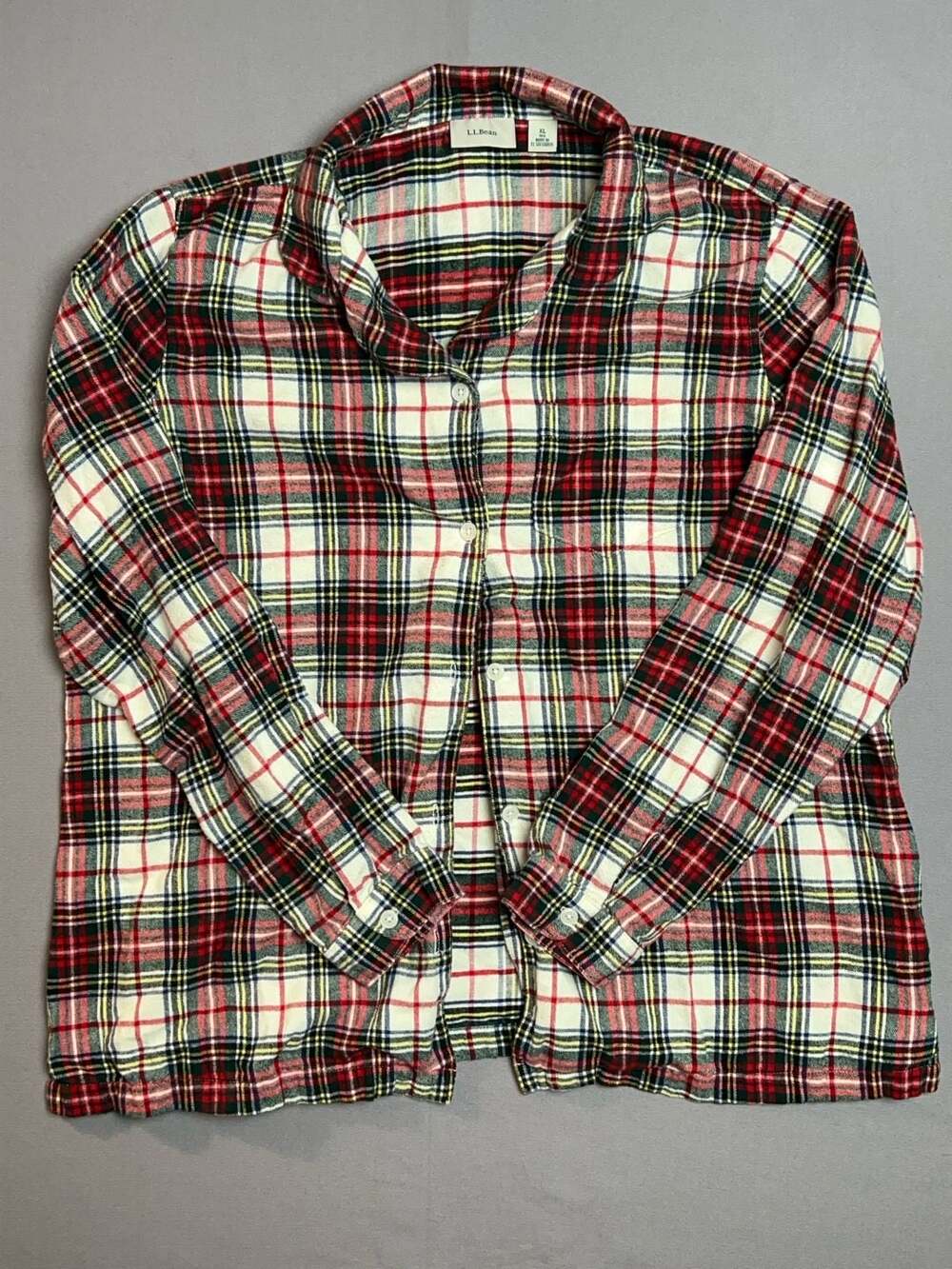 L.L.Bean Women’s Plaid Flannel Shirt XL Multicolor Red Green Yellow